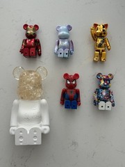 BE@RBRICK Bearbrick Figure Lot of 6 Spider-Man Iron Man Lucky Cat Anna Sui