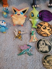 Pokémon Mixed Lot Of Figures, Coins, Pins, Tops Trading Cards