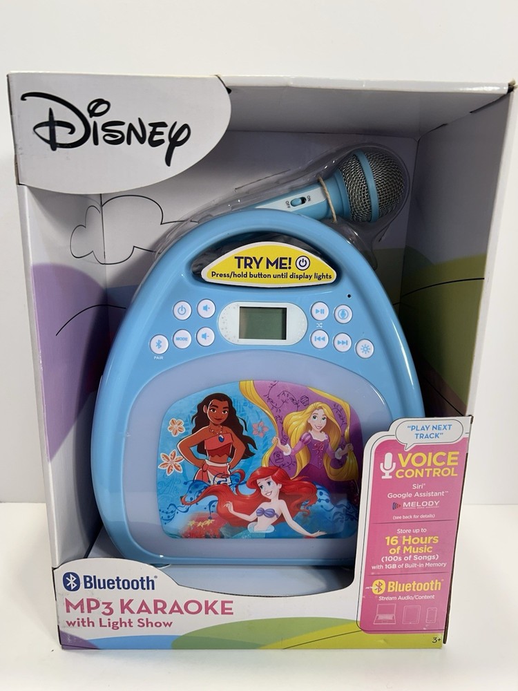 NEW, Disney Bluetooth MP3 Karaoke w/LED Light Show, Age 3 & Up