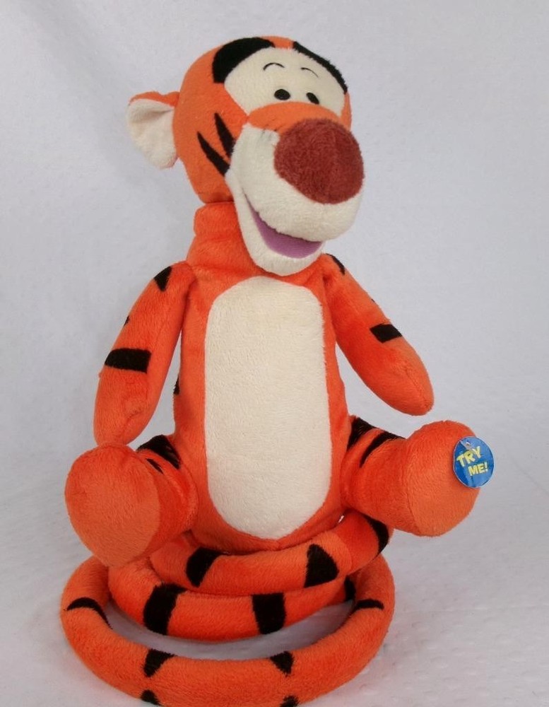 Disney Bouncing Singing Head Turns 13″ Tigger Winnie the Pooh Just Play WORKS