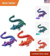 3D Printed Crystal Dragon 12In 3Pcs Flexible Articulated Fidget Toy Decor