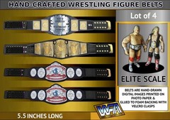 NWA Mattel ELITE Scale Lot of 4 Hand Mad Wrestling Figure Belts 5.5 inches LONG