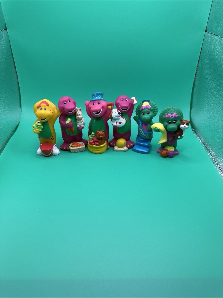 Vintage Barney 2001 Mattel Ink. Figurines Lot 6 Pc