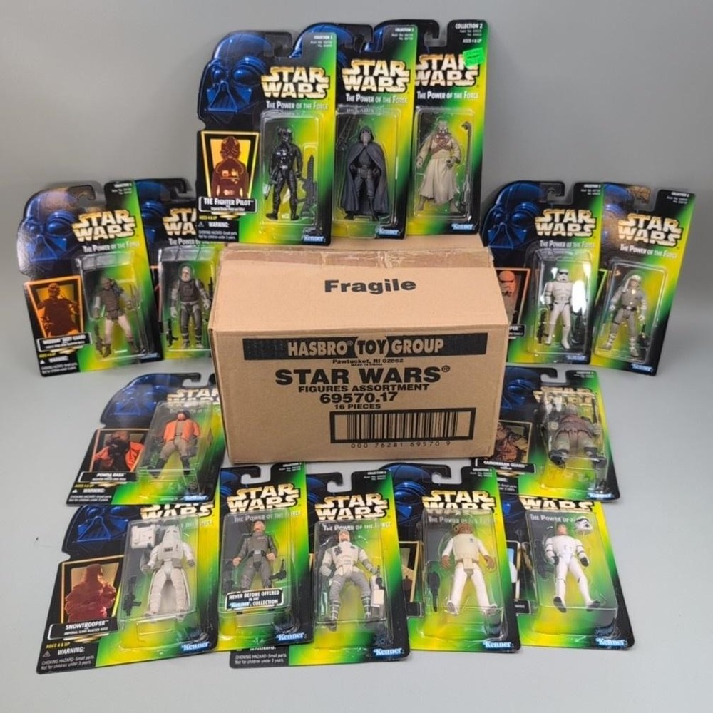 VTG Kenner Star Wars POTF 14 Figures Carded 1997 Collection 2 & 3 w/ Branded Box