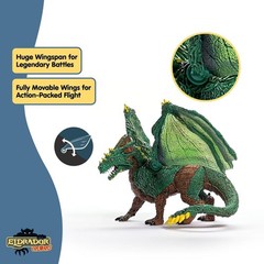 Jungle Dragon Toy – 11″ Movable Wing Action Figure – Mythical Creature Figurine