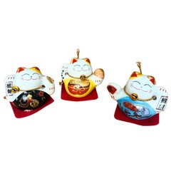 Set of 5 Mini Maneki Neko Lucky Cat Figurines for Prosperity & Fortune –…