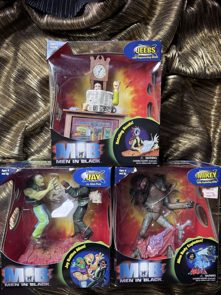 Vintage 1997 Galoob Men in Black Jay Mikey Jeebs Rotating Heads Exploding Body