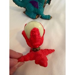Vintage Dragon and Monster Eye Toy Figures Teal Dragon Red Creature Set