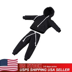 US 1/12 Black Hoodie Pants Trousers Clothes Fit 6in Male TBL Action Figure Model