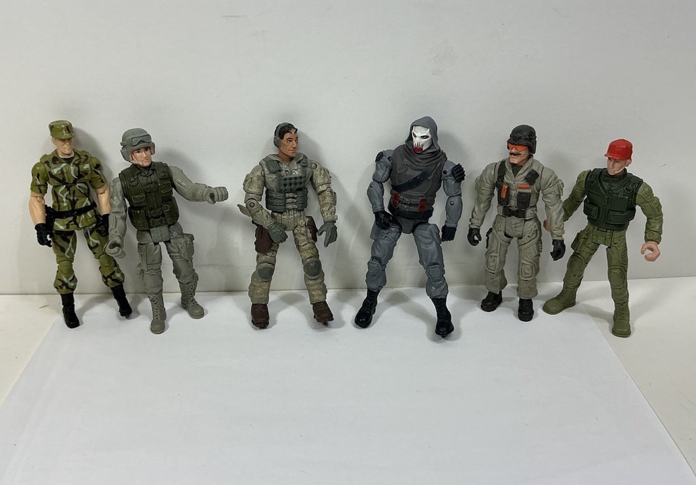 Lot of 6 The Corps Milatry Army Figures 4in Adjustable 2 Lanard