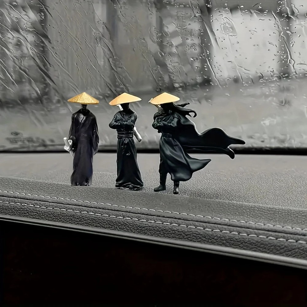 3Pcs 50mm Resin Mini Figures – Ninja, Samurai Warriors, Cool Car Decoration Gif