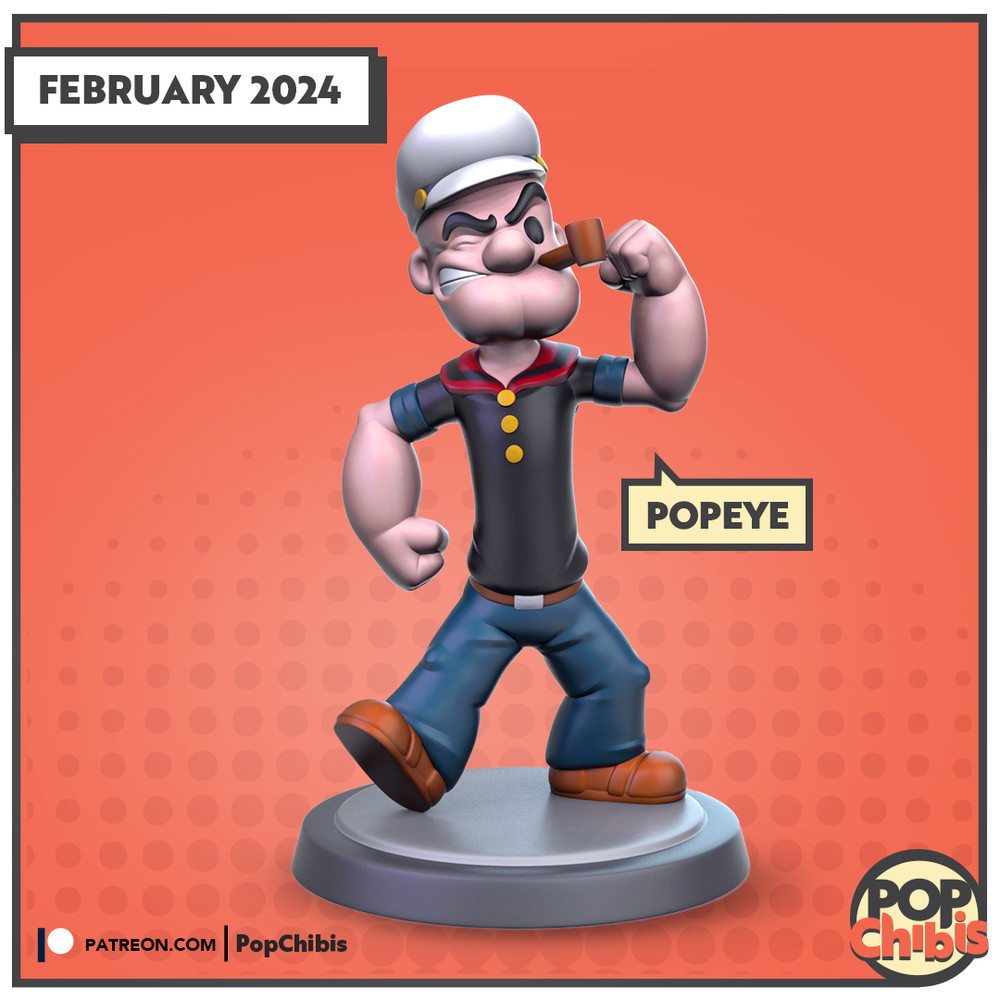 Popeye | POP | CHIBI | 60mm base | 1:20 | 3D print | Model Kit