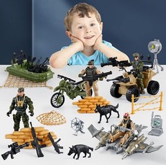 US Army Men Action Figures Play Set,Toy Soldiers with Military Weapons Access…