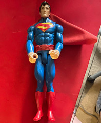 Superman Action Figure w/ Red Cape, Blue & Red Suit, Plastic/Fabric