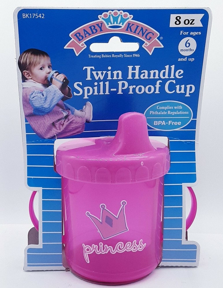 NOS Vintage Sippy Drinking Cup w/ Lid 8 oz Pink Spill Proof 6month & up