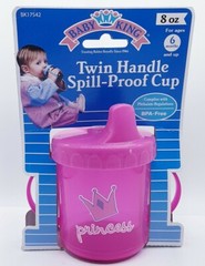 NOS Vintage Sippy Drinking Cup w/ Lid 8 oz Pink Spill Proof 6month & up