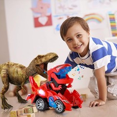 Battery-Powered Dinosaur Car with Flashing Lights & Sounds – Ideal Gift for Kids