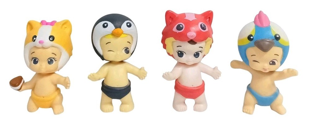 Lot of 4 Moose Twozies Baby Toy Figures Season 1 Squawky, Tracka, Pastel, Slippa
