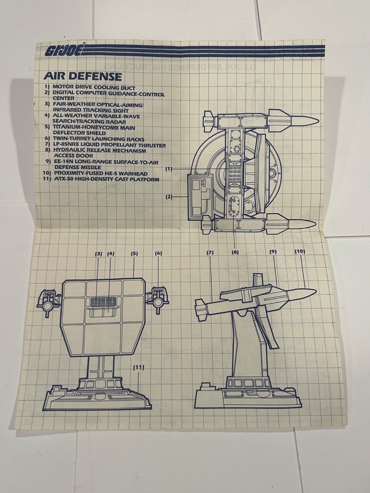 Air Defense ORIGINAL Blueprints Vintage 1985 Hasbro G.I.Joe ARAH