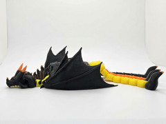 Articulated Viking Dragon Figure 3D Printed – Black & Yellow Fantasy Desk Toy
