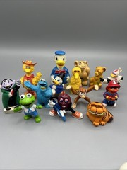 Lot 14 Vintage Character Figurines Sesame Street Disney Garfield Raisin PVC Toys