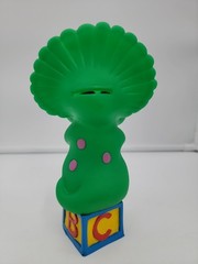 Vintage 1992 Barney Dino Baby Bop 7″ Plastic Piggy Coin Bank Lyons Group