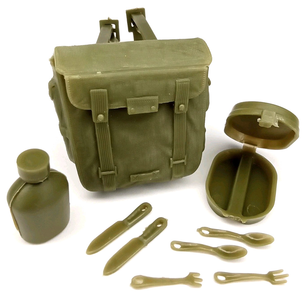 Vintage 1960s Louis Marx Stony Smith Combat Field Pack Mess Kit