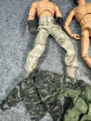 Lot of 6 Vtg 12” Army Military GI Joe Dolls Figures Soldiers With Clothes Guns