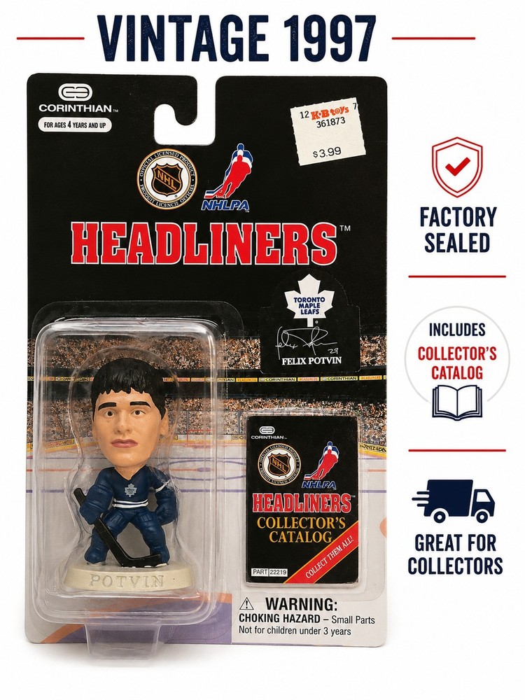 1997 Corinthian Headliners Felix Potvin Toronto Maple Leafs NHL Figure Sealed w/