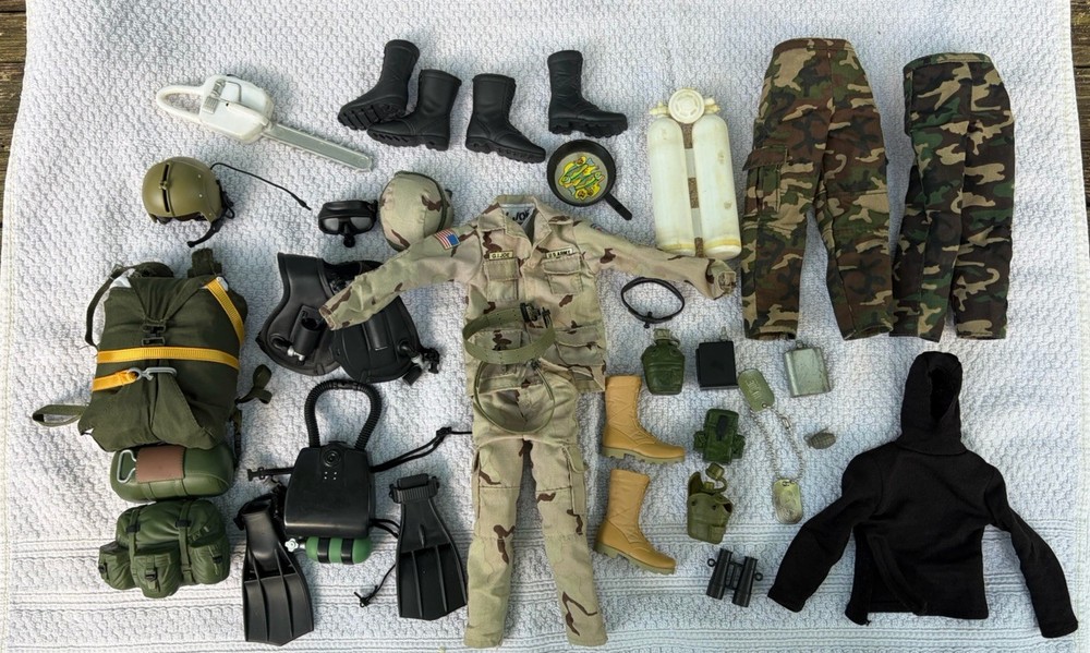 Vintage GI Joe Uniforms Accessories Lot Airborne Parachute Scuba China Hasbro