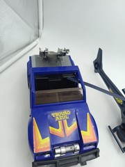 Blue Thunder Helicopter And Rolling Jeep Vehicles Glasslite Brazil Vintage 80 ´s