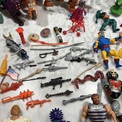 MOTU He Man Huge Lot Gray Skull Castle Weapons 18 Figures Mantisaur Stridor