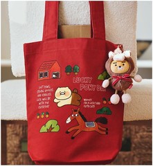 Kakao Friends Lucky Pony Day Eco Bag Ivory & Burgundy Choonsik
