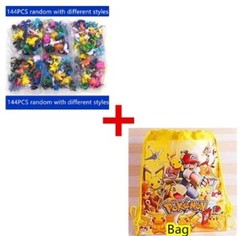 144 Style Anime Pokémon Figure Toys + BAG Pikachu Action Figure Model Ornamental