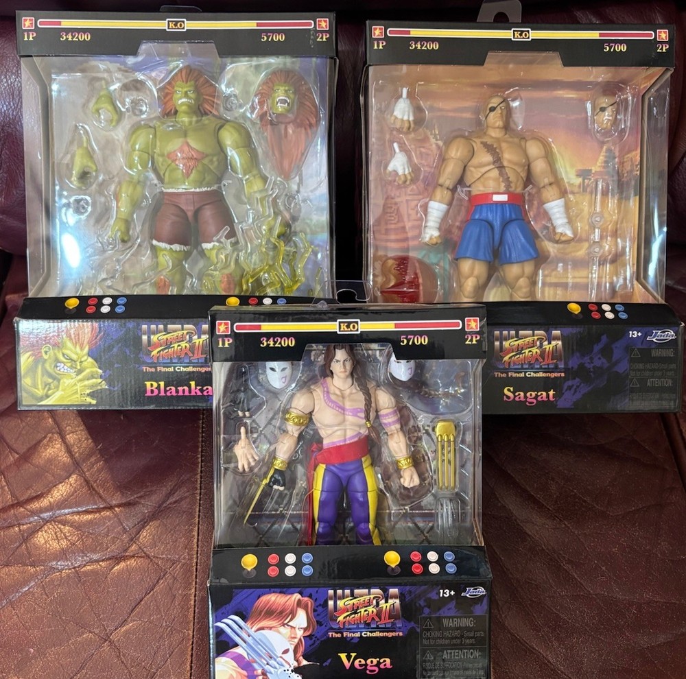 Set of 3 Street Fighter II SAGAT, BLANKA & VEGA 6″ AF by Jada Toys