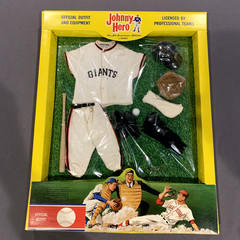 Vintage 1965 Rosko Johnny Hero Baseball Uniforms, Dodgers, Pirates, Giants MOC