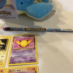 Pokemon Mixed Lot of 14 Items: Figures, Cards, Lapras Plush, VTG Pencil, Book