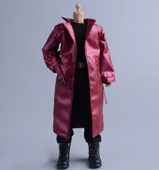 1/12 Scale Male Soldiers Clothes British Style Shiny Fabric Trench Coat Overcoat