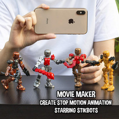 Klikbot, Complete Set of 4 Poseable Action Figures with Weapons, Translucent, Cr