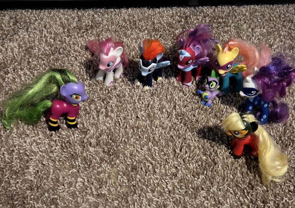 My Little Pony G4 brushable 3” figures Mane-iac Mayhem Power Ponies Lot of 8 mlp