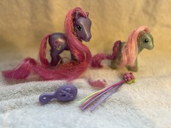 MLP G3 2004 My Little Pony Petal Blossom Flower Flash w/Accessories Purple Pink