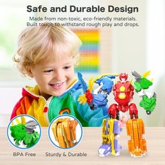 Educational 5-in-1 Dinosaur Robot Action Figures – Safe, Fun & Creative Play