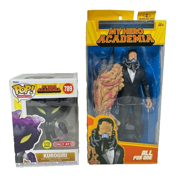 My Hero Academia ALL FOR ONE 7″ Action Figure & Kurogiri Funko Pop Bundle Set