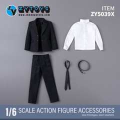 1/6 Scale Men Business Suit Full Set BLACK For 12″ Hot Toys Ganghood Male Figure