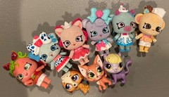 9 FIGURES USED LOT OF 6 Shopkins Shoppets Pet Figures + 3 Littlest Pet Shop Pets