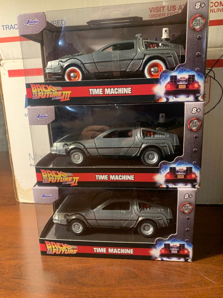 Jada Back To The Future Time Machines in 1:32 scale! I, II and III all included!