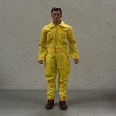 SU-CH-WKSUIT-SYL: 1/12 weathered Yellow Coverall Worker Suit for 6″ Slim Figure