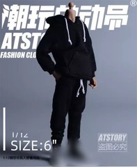 USA 1/12 Black Hoodie Pants Trousers Clothes For 6″ Male TBL Action Figure Body