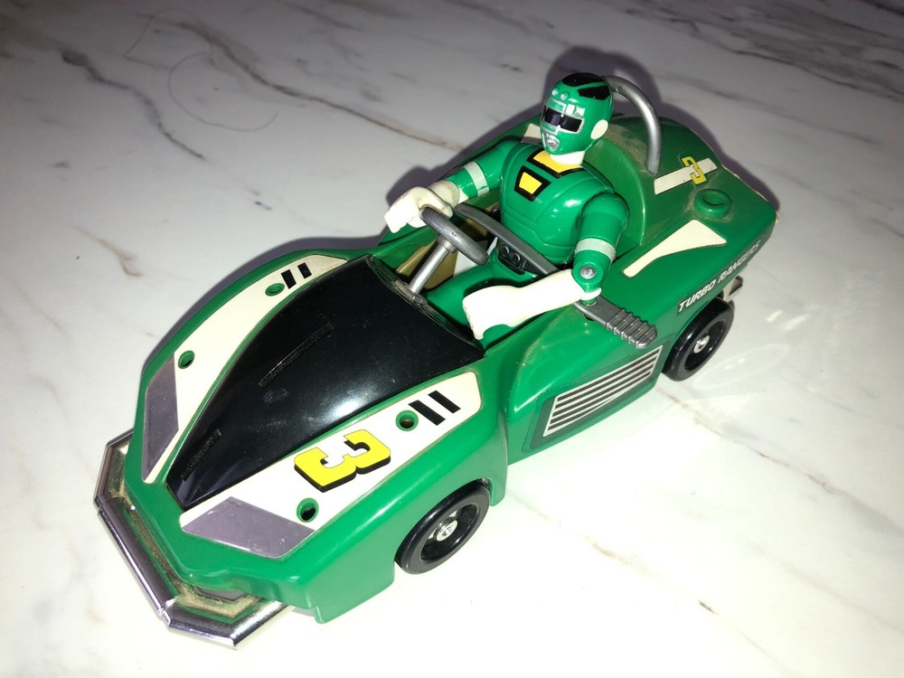 Vintage 1997 Bandai Turbo Power Rangers Racer Cart Car & Action Figure GREEN