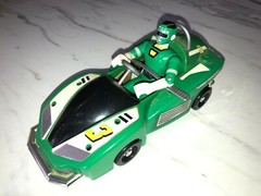 Vintage 1997 Bandai Turbo Power Rangers Racer Cart Car & Action Figure GREEN